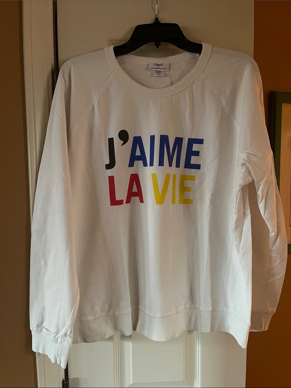 Limited Edition Clare V x Anthropologie 'J'AIME LA VIE' Graphic Sweatshirt